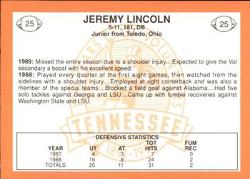 1990 Tennessee Volunteers Centennial #25 Jeremy Lincoln Back