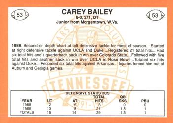 1990 Tennessee Volunteers Centennial #53 Carey Bailey Back