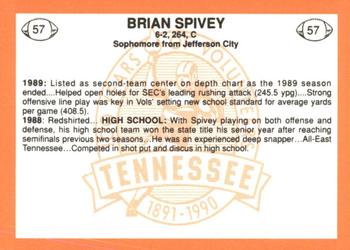 1990 Tennessee Volunteers Centennial #57 Brian Spivey Back