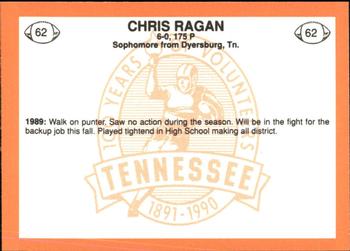 1990 Tennessee Volunteers Centennial #62 Chris Ragan Back