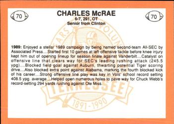 1990 Tennessee Volunteers Centennial #70 Charles McRae Back