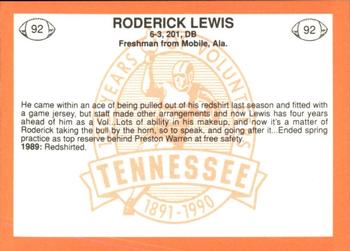 1990 Tennessee Volunteers Centennial #92 Roderick Lewis Back