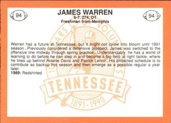 1990 Tennessee Volunteers Centennial #94 James Warren Back