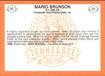 1990 Tennessee Volunteers Centennial #95 Mario Brunson Back