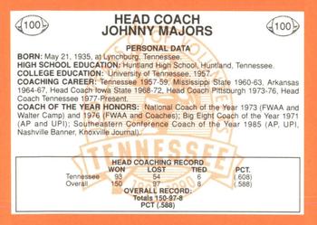 1990 Tennessee Volunteers Centennial #100 Johnny Majors Back