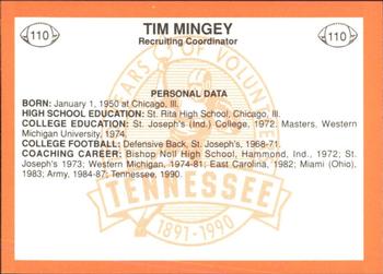 1990 Tennessee Volunteers Centennial #110 Tim Mingey Back