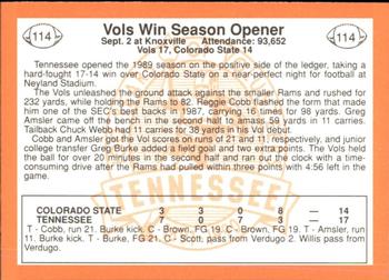 1990 Tennessee Volunteers Centennial #114 Vols 17, Colorado State 14 Back