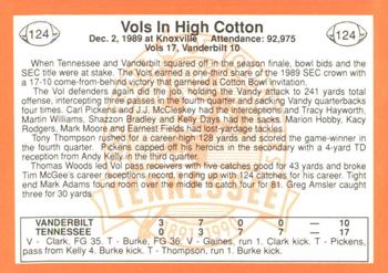 1990 Tennessee Volunteers Centennial #124 Vols 17, Vanderbilt 10 Back