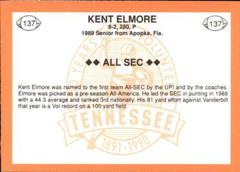 1990 Tennessee Volunteers Centennial #137 Kent Elmore Back