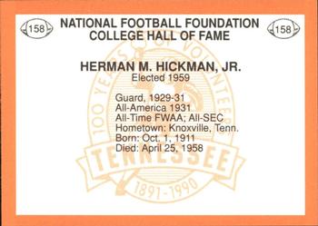 1990 Tennessee Volunteers Centennial #158 Herman Hickman Back