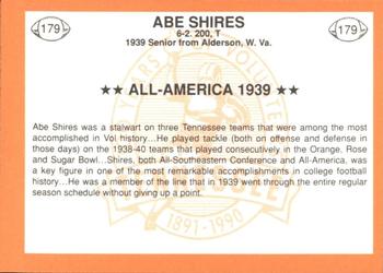 1990 Tennessee Volunteers Centennial #179 Abe Shires Back