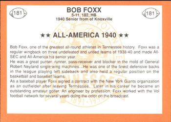 1990 Tennessee Volunteers Centennial #181 Bob Foxx Back