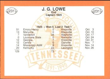 1990 Tennessee Volunteers Centennial #231 J.G. Lowe Back