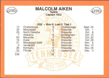 1990 Tennessee Volunteers Centennial #235 Malcolm Aiken Back