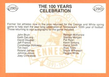 1990 Tennessee Volunteers Centennial #290 100 Years Celebration Back