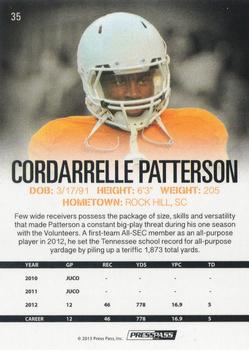 2013 Press Pass - Blue #35 Cordarrelle Patterson Back