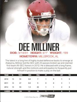 2013 Press Pass - Gold #30 Dee Milliner Back