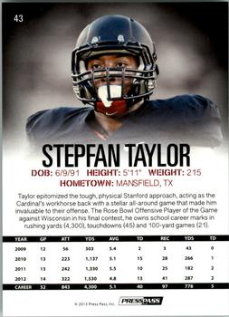 2013 Press Pass - Gold #43 Stepfan Taylor Back
