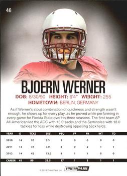 2013 Press Pass - Gold #46 Bjoern Werner Back