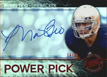 2013 Press Pass - Power Pick Autographs Red #PP-MT Manti Te'o Front