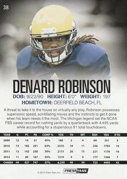 2013 Press Pass - Reflectors #38 Denard Robinson Back