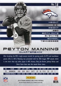 2014 Panini Rookies & Stars #14 Peyton Manning Back