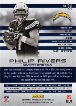 2014 Panini Rookies & Stars #24 Philip Rivers Back