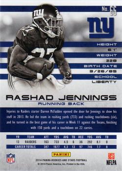 2014 Panini Rookies & Stars #66 Rashad Jennings Back