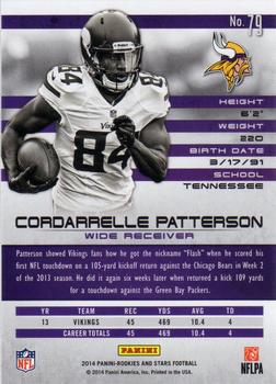 2014 Panini Rookies & Stars #79 Cordarrelle Patterson Back