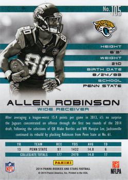 2014 Panini Rookies & Stars #105 Allen Robinson Back