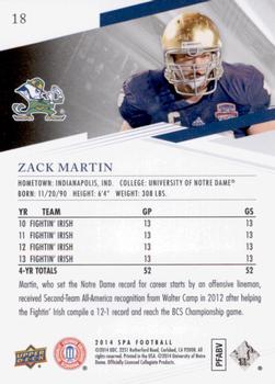 2014 SP Authentic #18 Zack Martin Back