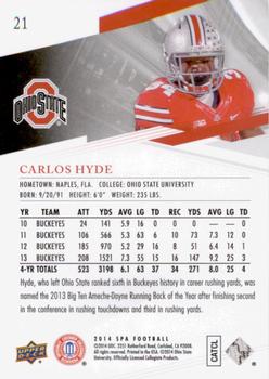2014 SP Authentic #21 Carlos Hyde Back