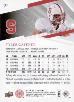 2014 SP Authentic #37 Tyler Gaffney Back