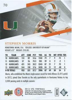 2014 SP Authentic #70 Stephen Morris Back