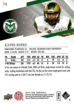 2014 SP Authentic #74 Kapri Bibbs Back