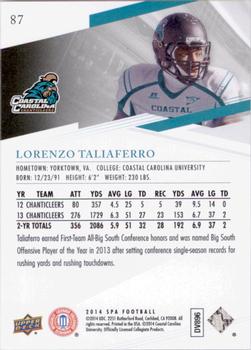 2014 SP Authentic #87 Lorenzo Taliaferro Back