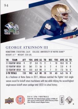 2014 SP Authentic #94 George Atkinson III Back