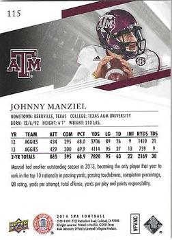 2014 SP Authentic #115 Johnny Manziel Back