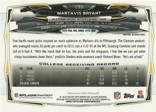 2014 Topps Chrome Mini #133 Martavis Bryant Back