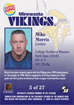 1999 Burger King Minnesota Vikings #5 Mike Morris Back