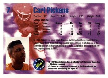 1992 Classic Blister #7 Carl Pickens Back