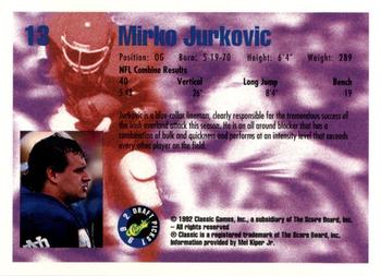 1992 Classic Blister #13 Mirko Jurkovic Back