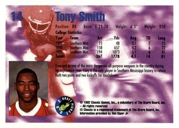 1992 Classic Blister #14 Tony Smith Back