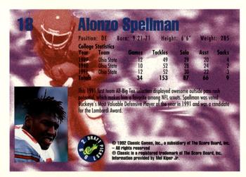 1992 Classic Blister #18 Alonzo Spellman Back