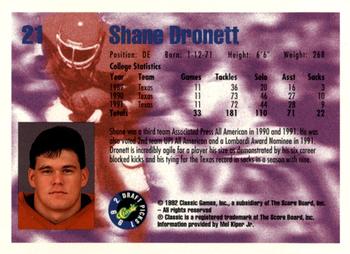 1992 Classic Blister #21 Shane Dronett Back