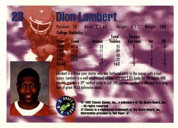1992 Classic Blister #23 Dion Lambert Back