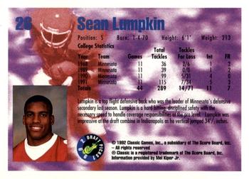 1992 Classic Blister #26 Sean Lumpkin Back