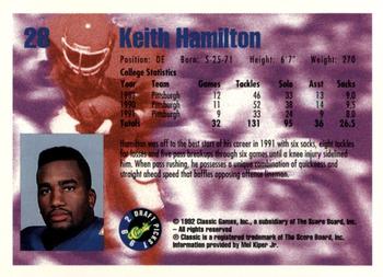1992 Classic Blister #28 Keith Hamilton Back