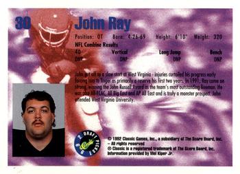 1992 Classic Blister #30 John Ray Back