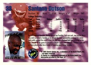 1992 Classic Blister #33 Santana Dotson Back